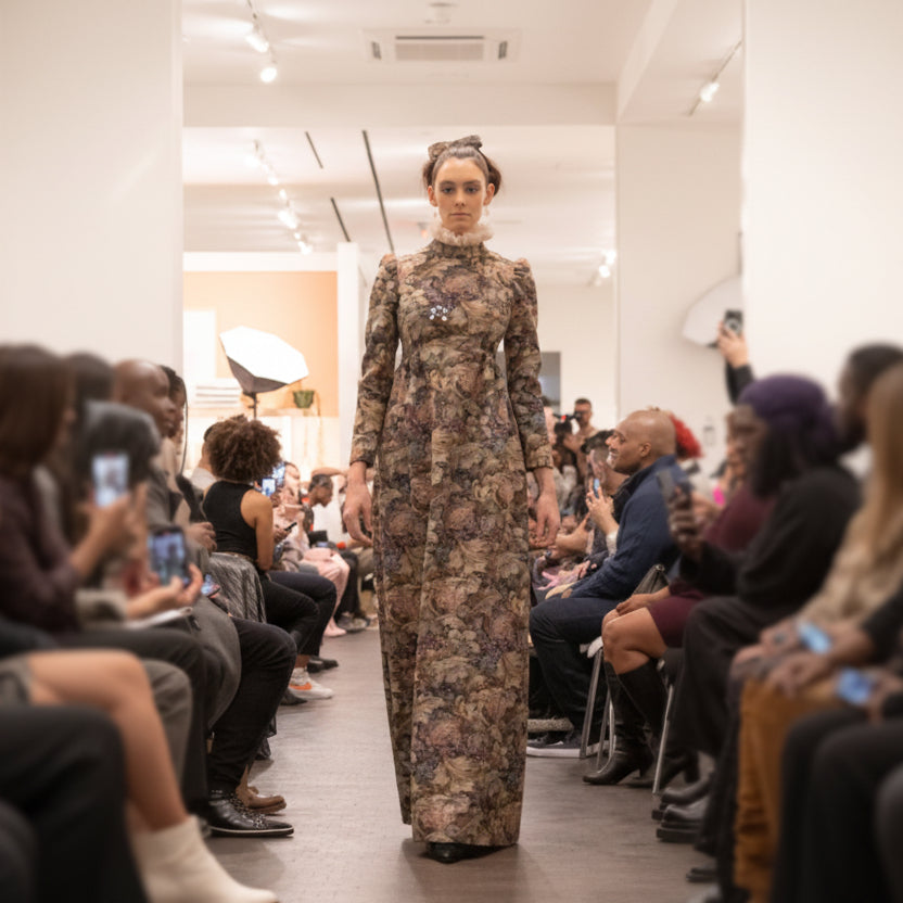 brocade beaded dress