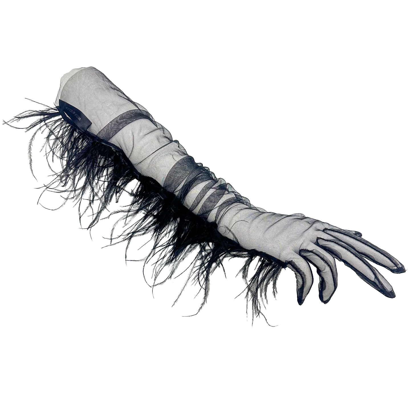 sheer ostrich glove - black