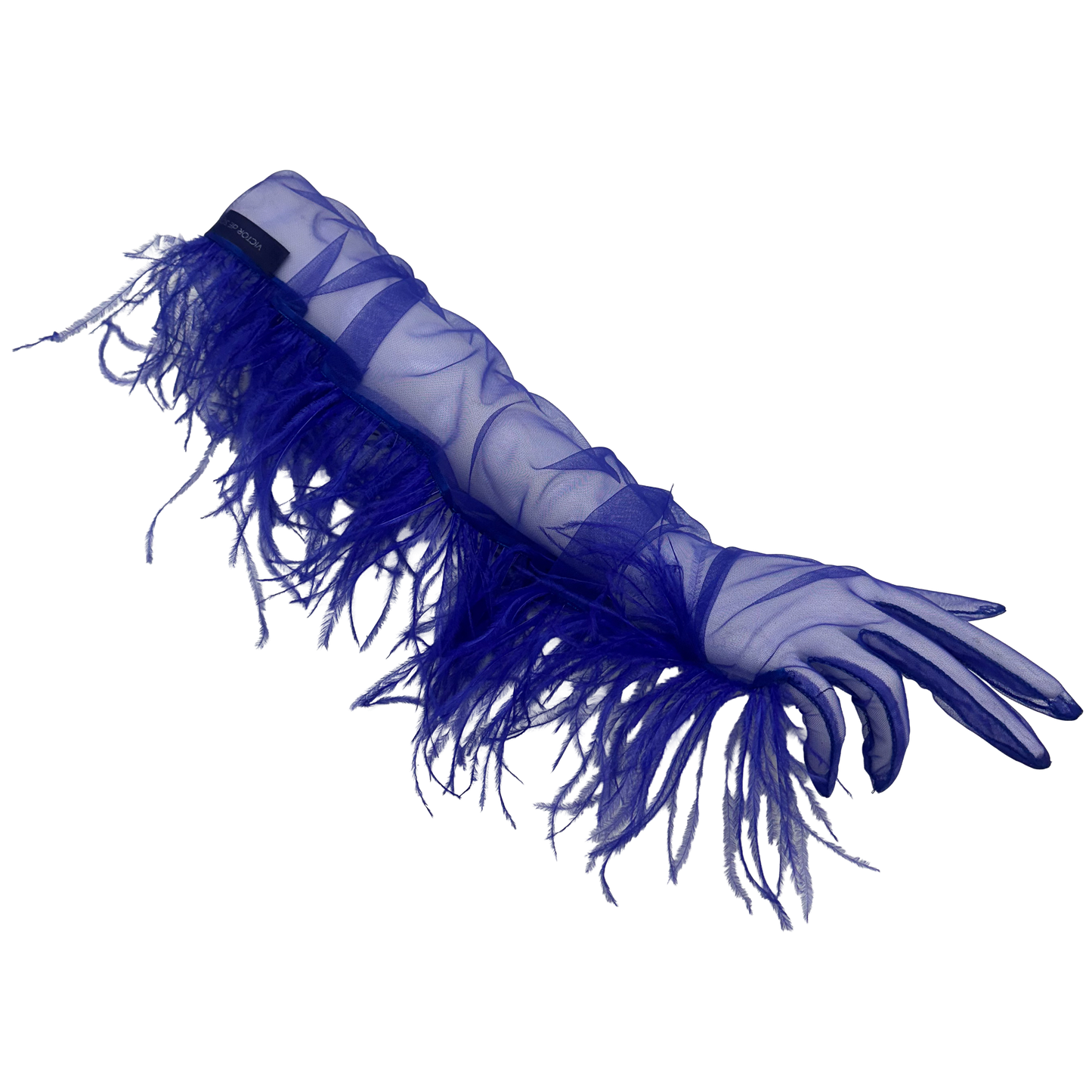 sheer ostrich glove - colbalt