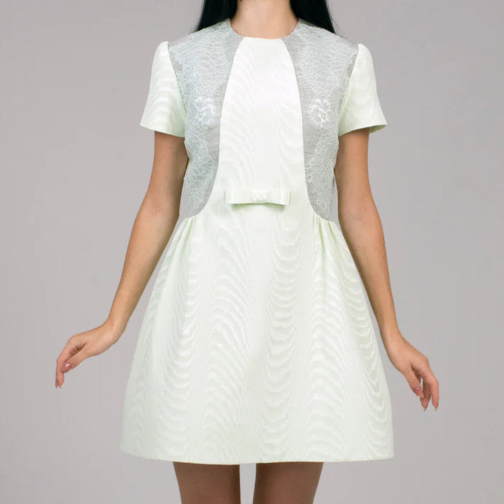 cape and mini dress in silk moire