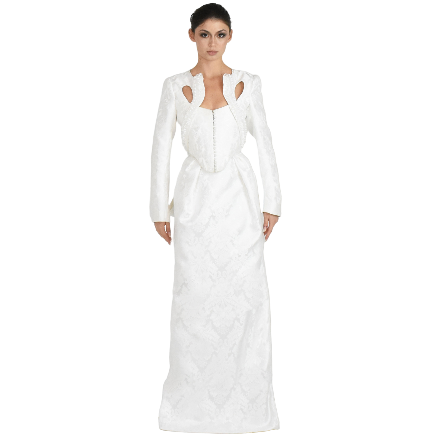 corset jacket brocade gown