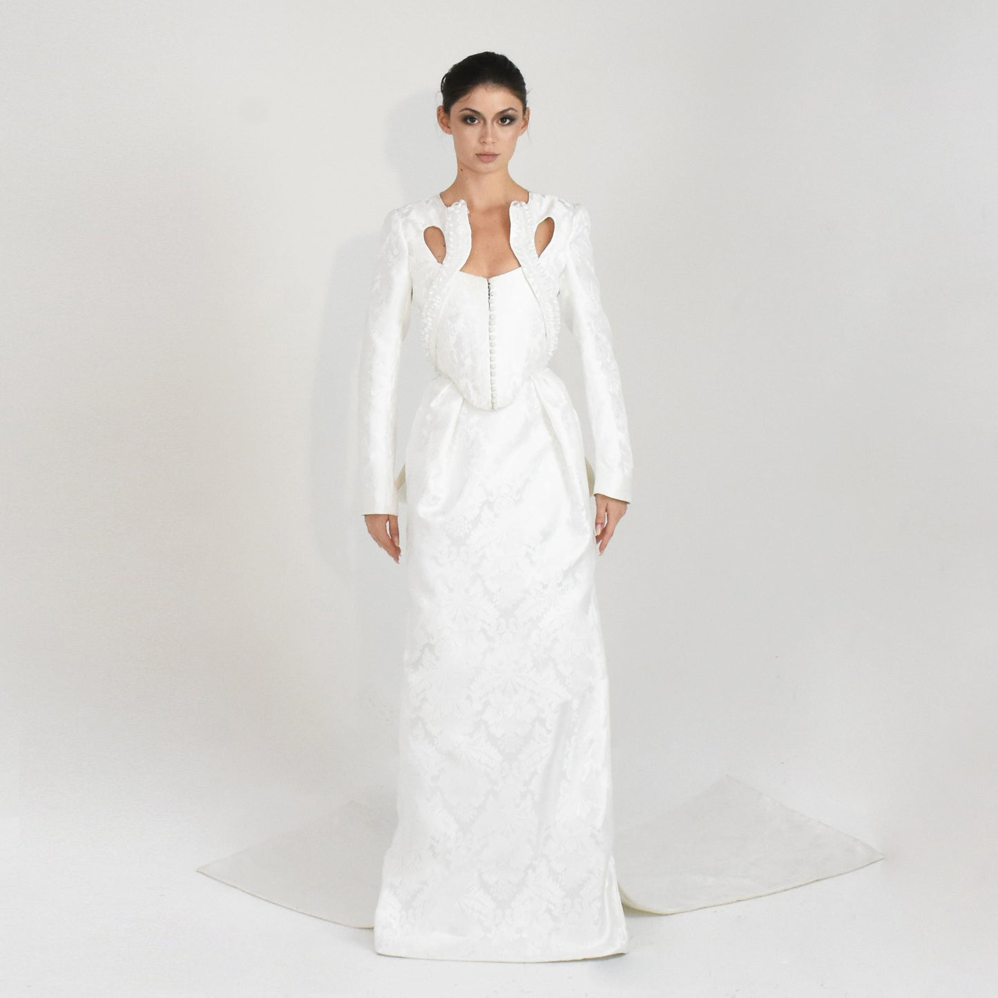 corset jacket brocade gown