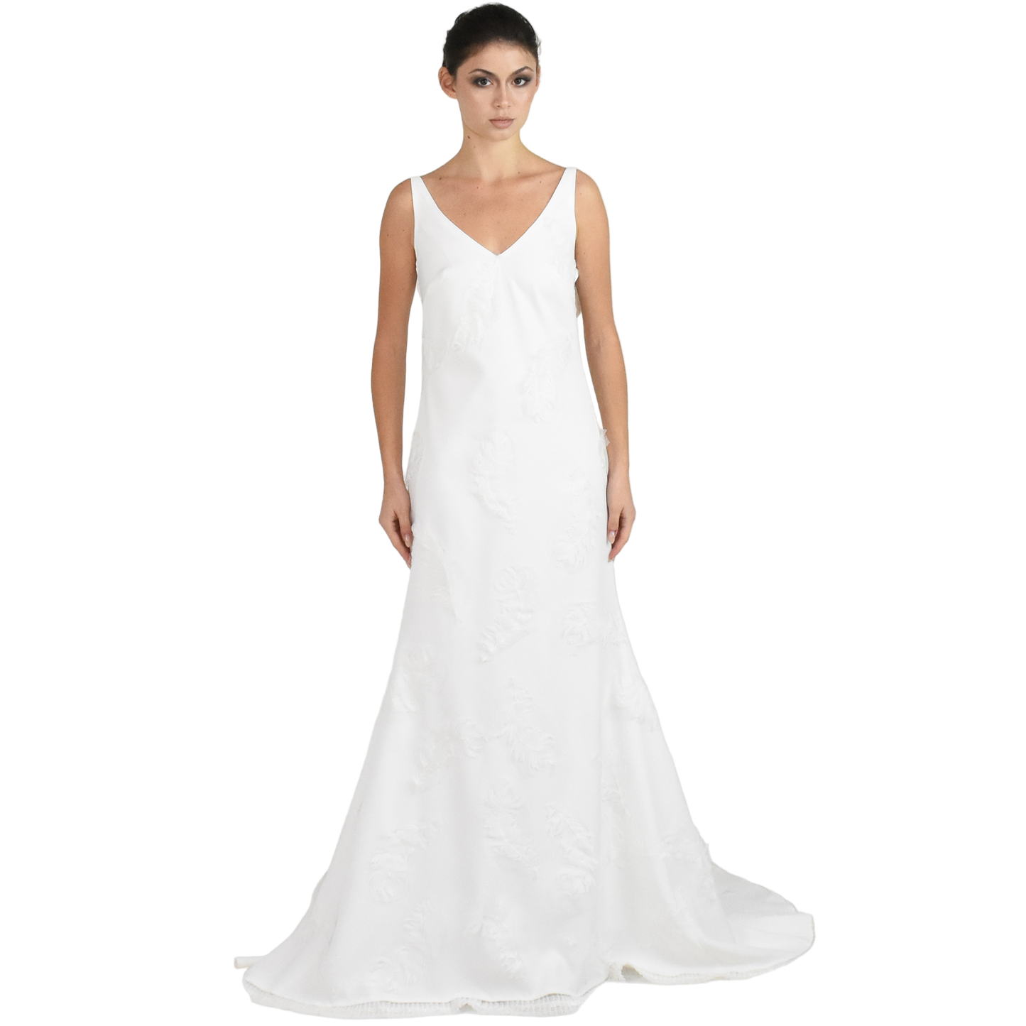 slip dress with feathers hand embroidery