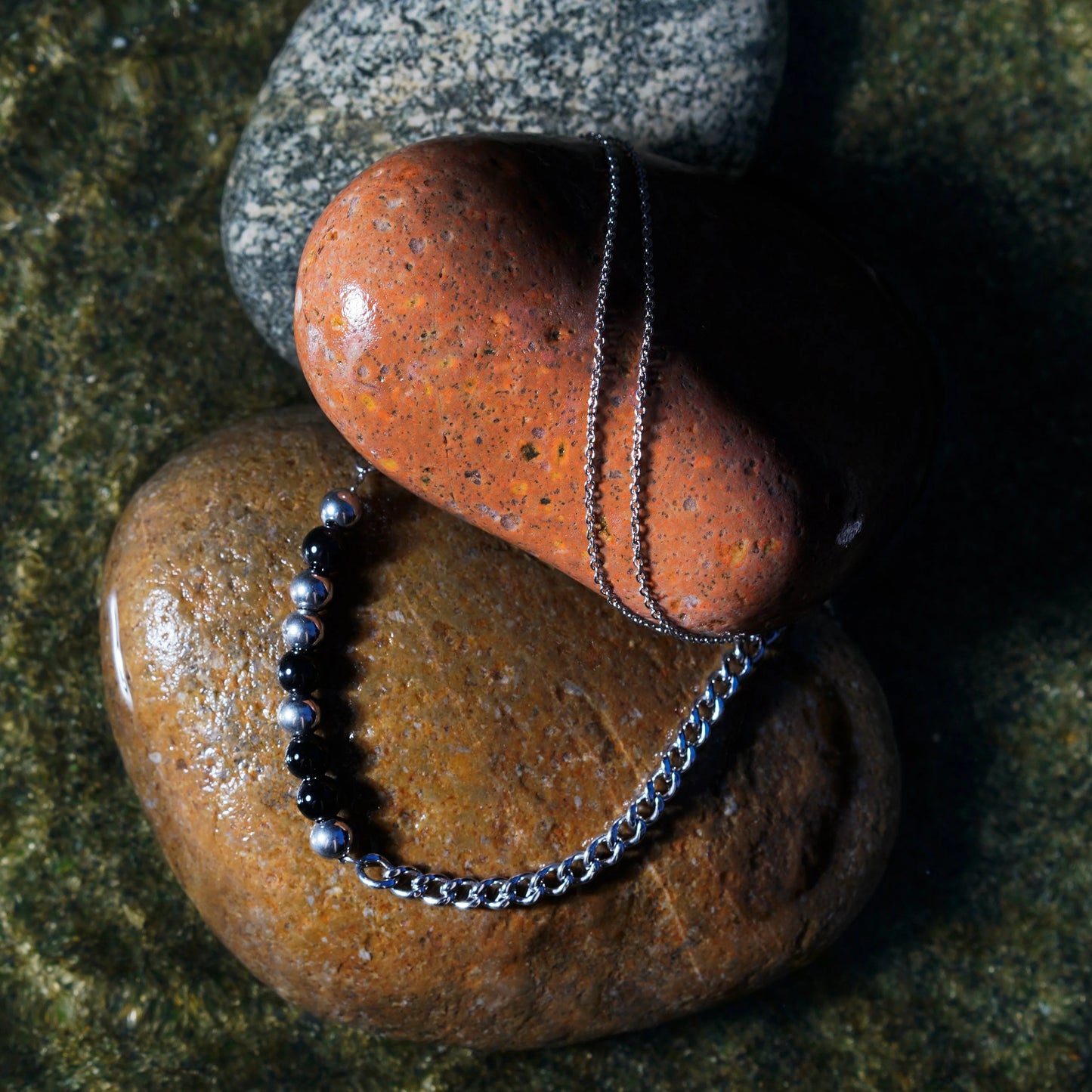 black agate beans necklace