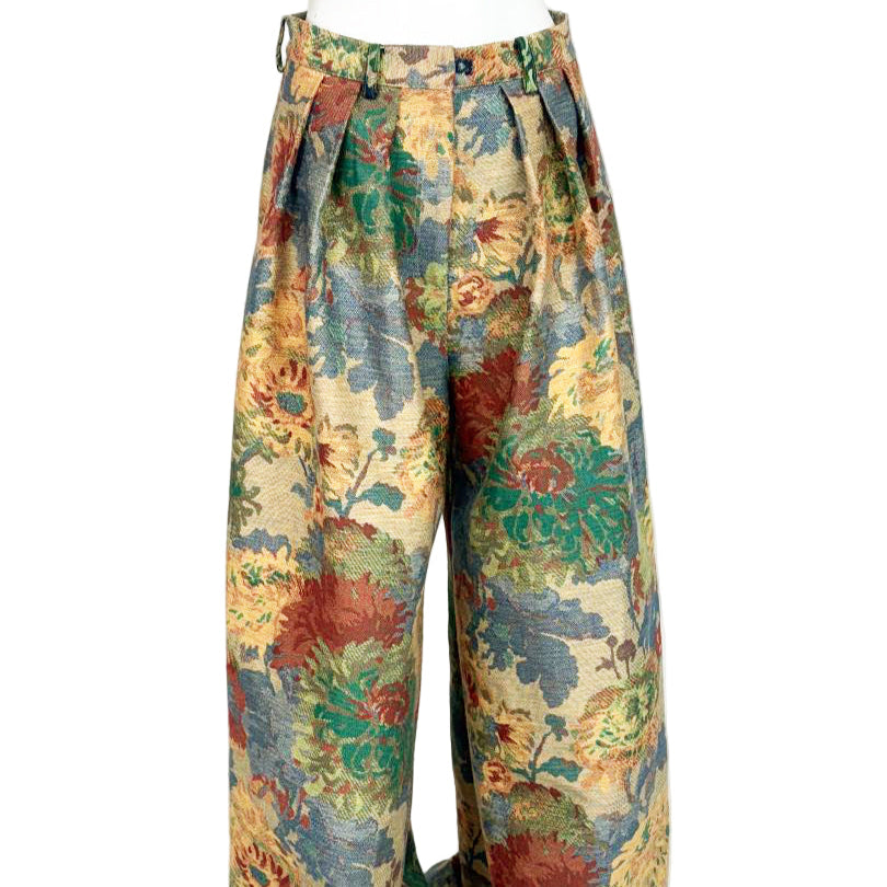 brocado pleaded oversize pants