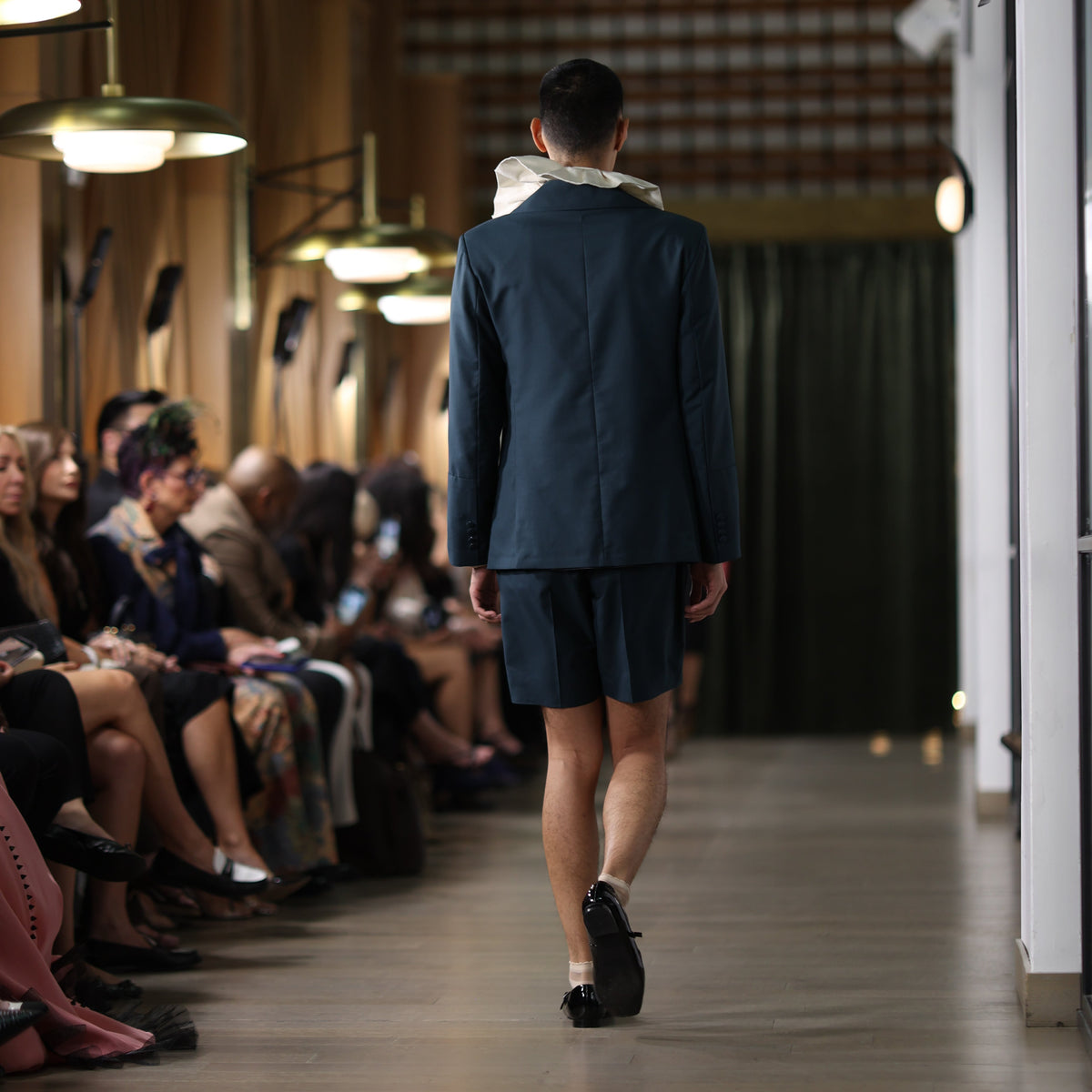 petrol teal double-breasted blazer
