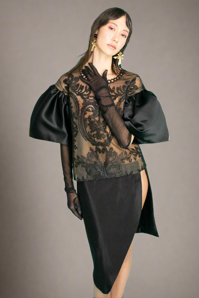 silk satin and lace top