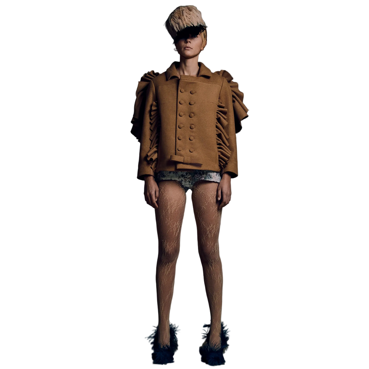 cavalier ruffle wool jacket