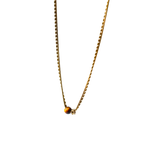 tiger eye necklace - gold