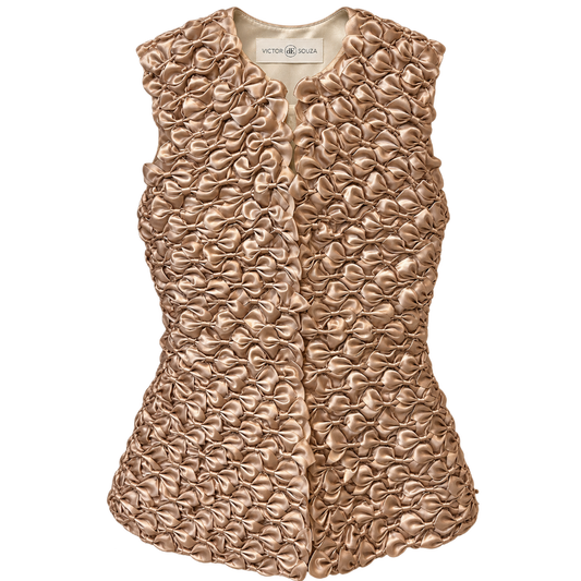 arabella satin bow vest - emanuel new york