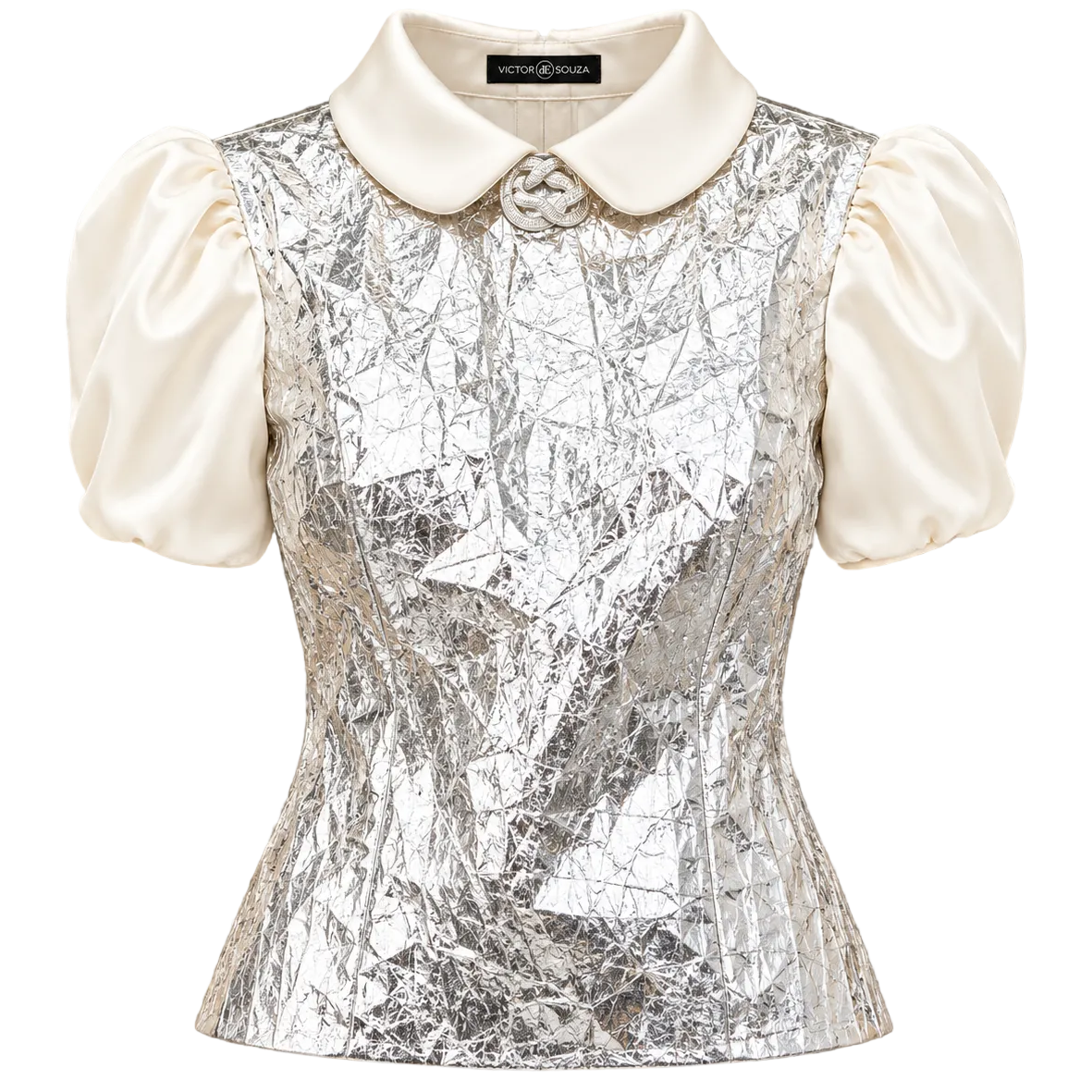 puff sleeve silvery top