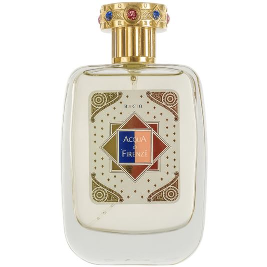 Perfume bottle with decorative cap on a white background