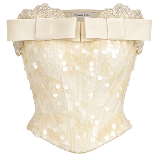 pearl reverie sequin corset - emanuel new york