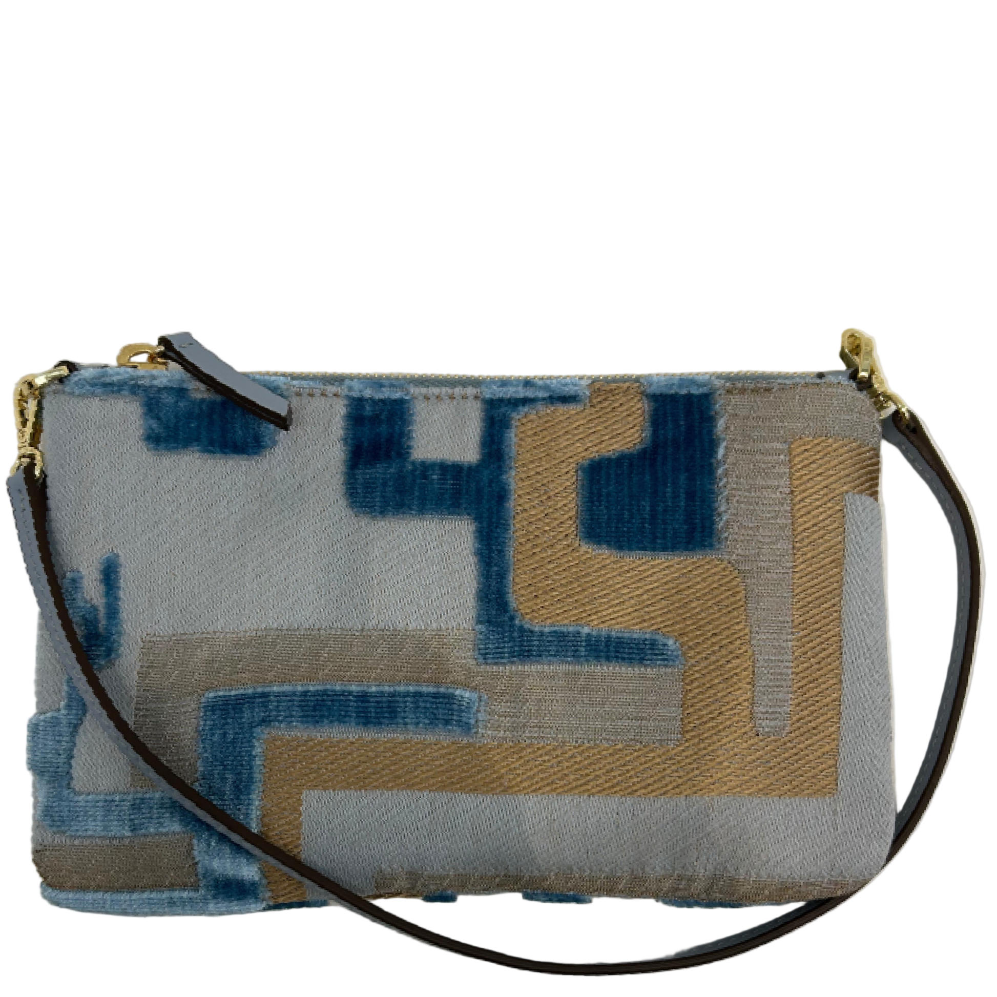 Wristlet with geometric pattern on a white background