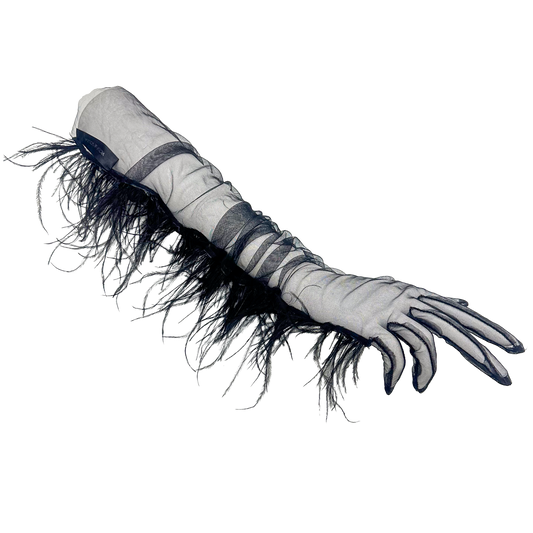 sheer ostrich glove - black