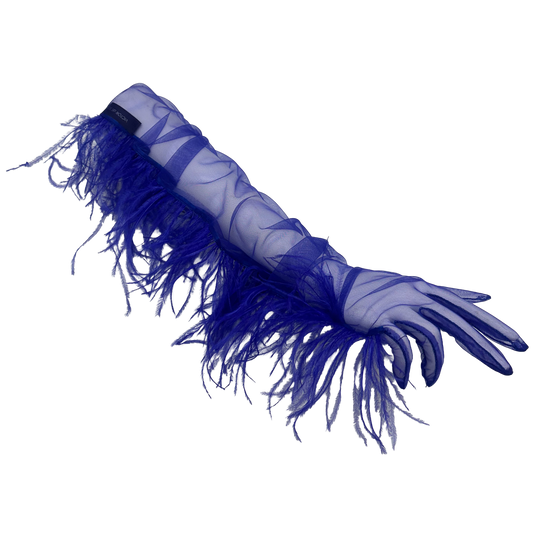 sheer ostrich glove - colbalt