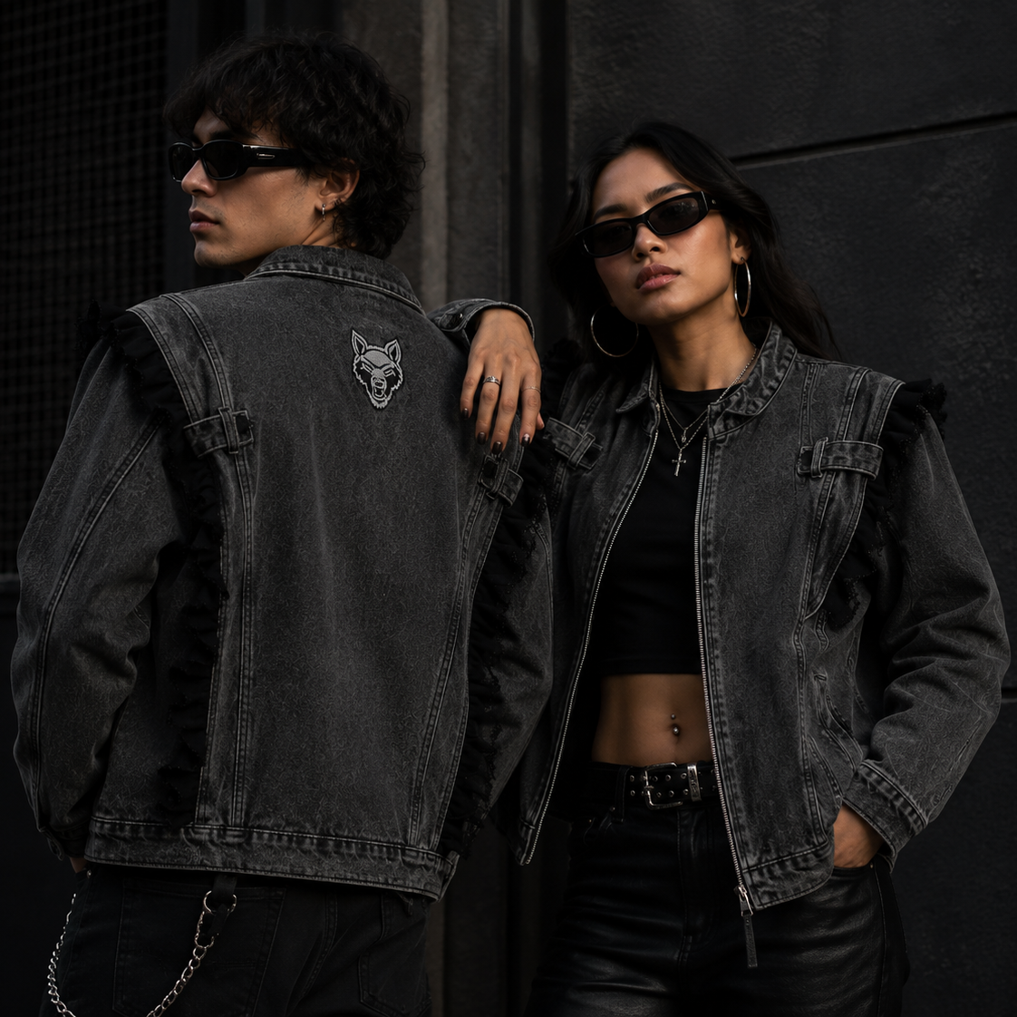 de souza - denim ruffle jacket - emanuel new york