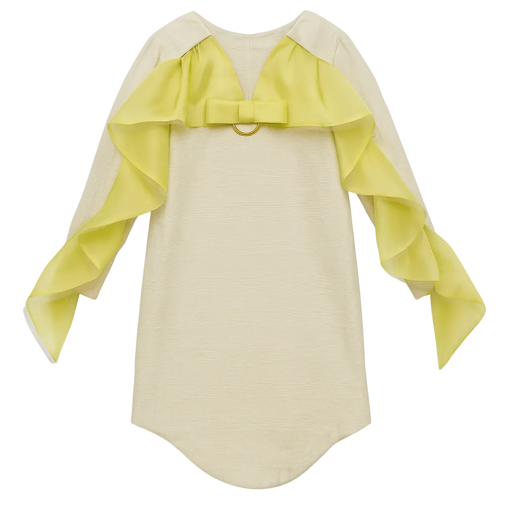 moiré ruffle dress