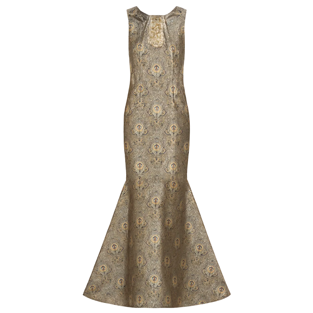 metallic trumpet gown