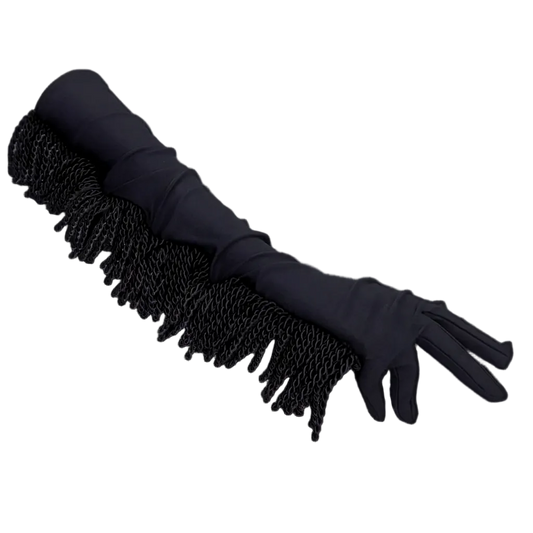 fringed opera glove - black - emanuel new york
