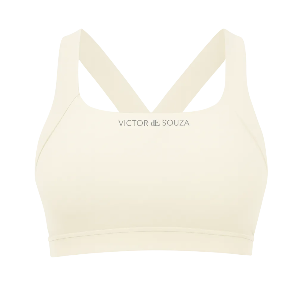 de souza - cross back sports bra - cream - emanuel new york
