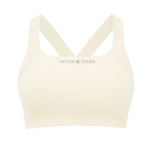 de souza - cross back sports bra - cream - emanuel new york