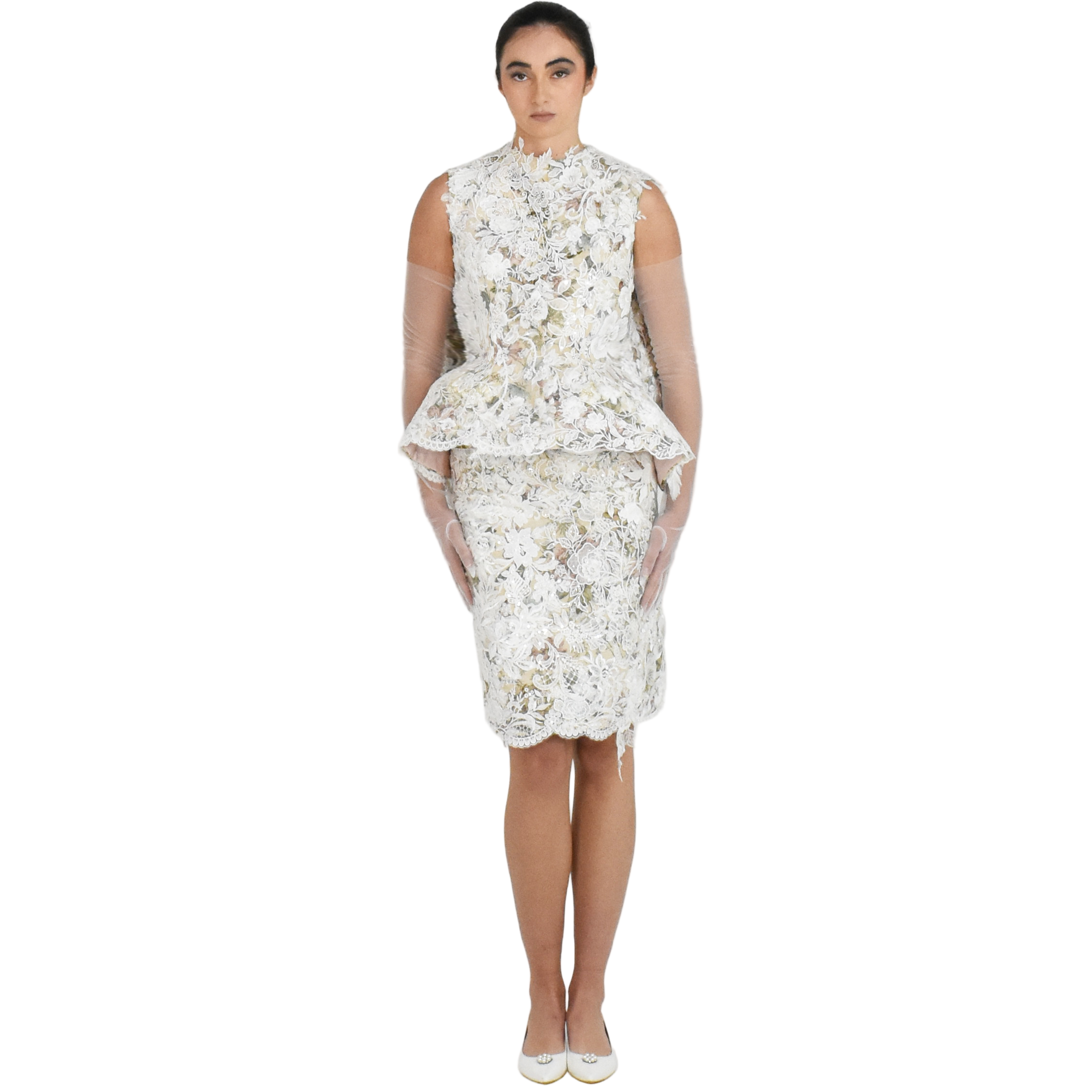 hand embroidery cape hourglass suit – emanuel new york