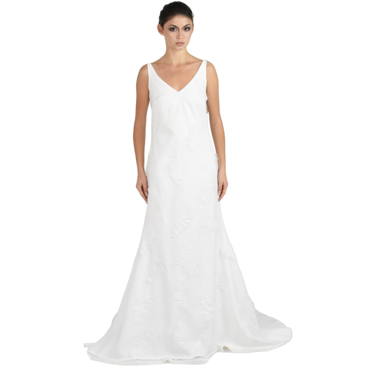 slip dress with feathers hand embroidery