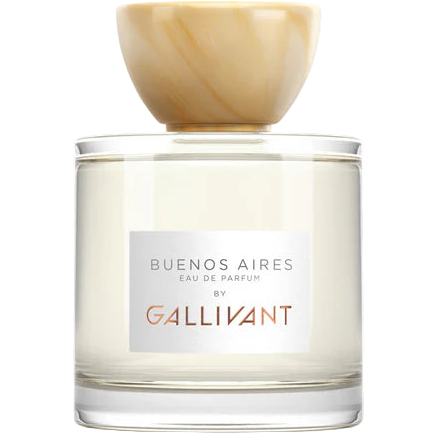 Perfume bottle labeled 'Buenos Aires Eau de Parfum by Gallivant' on a white background