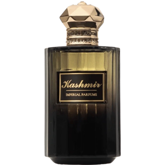 Perfume bottle labeled 'Kashmir Imperial Parfums' on a white background