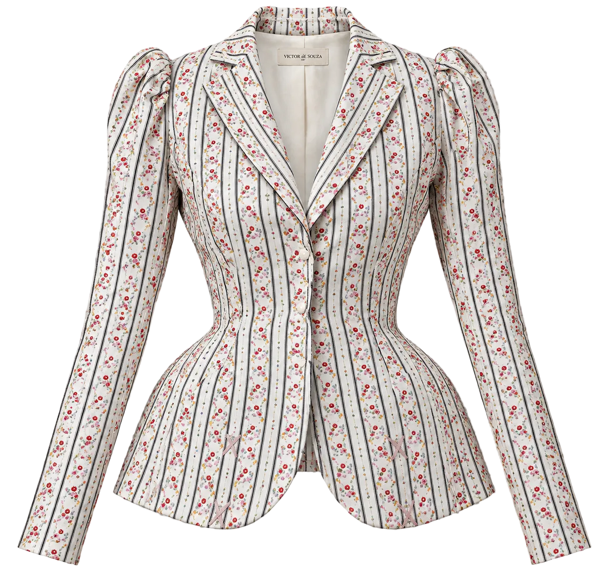 ivory striped rose peplum jacket