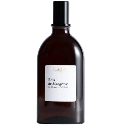 Brown bottle with a white label on a white background