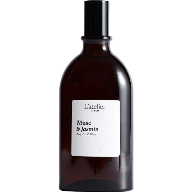 Brown bottle with a white label featuring 'L'Atelier' on a white background