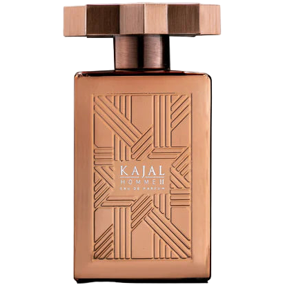 Bronze-colored perfume bottle with geometric design on a white background