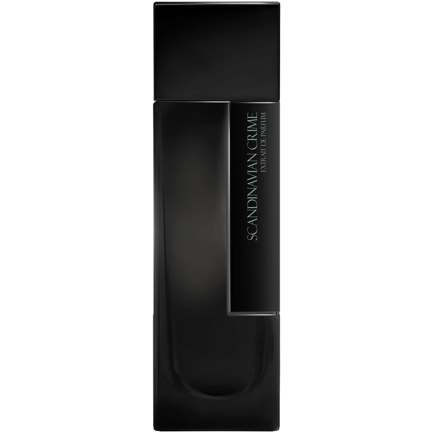 Black perfume bottle with 'Scandinavian Crime' branding on a white background