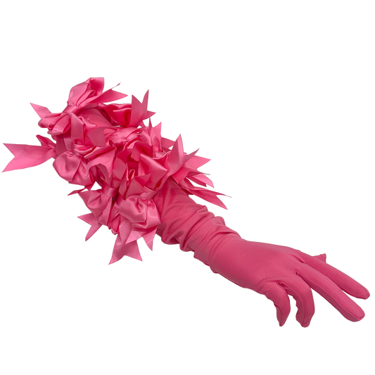Bowed opera glove - pink - emanuel new york