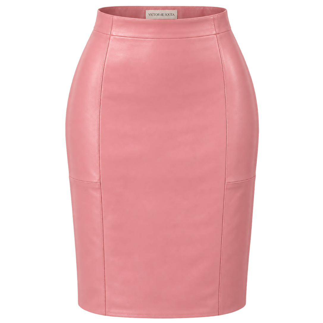 rosette leather pencil skirt