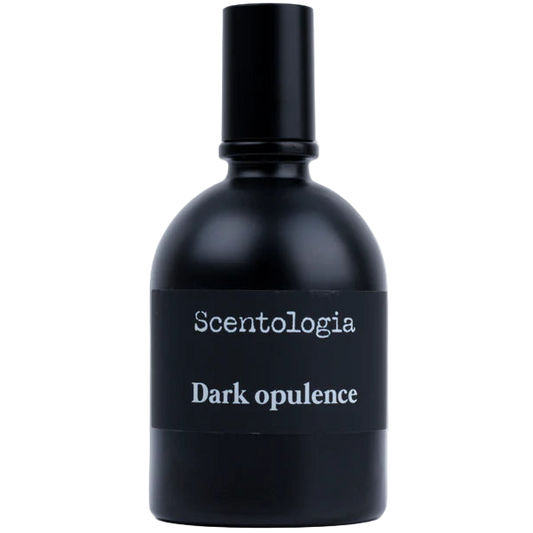 Black Scentologia Dark Opulence perfume bottle on a white background