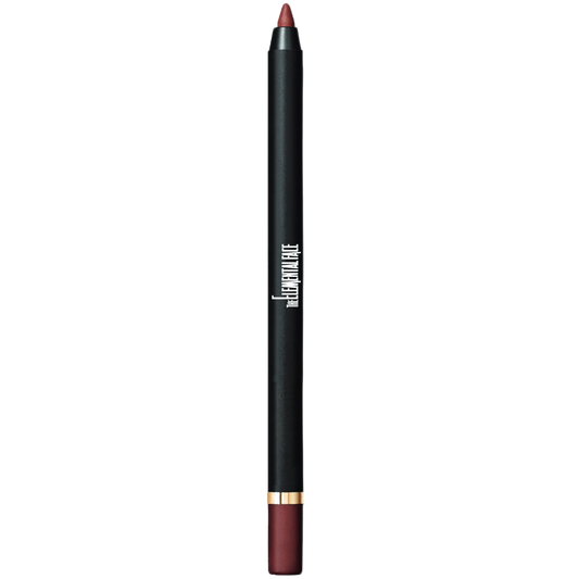 Black lip liner pencil with red cap on a white background