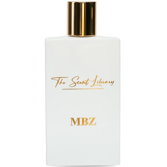 White bottle with gold cap and text on a white background