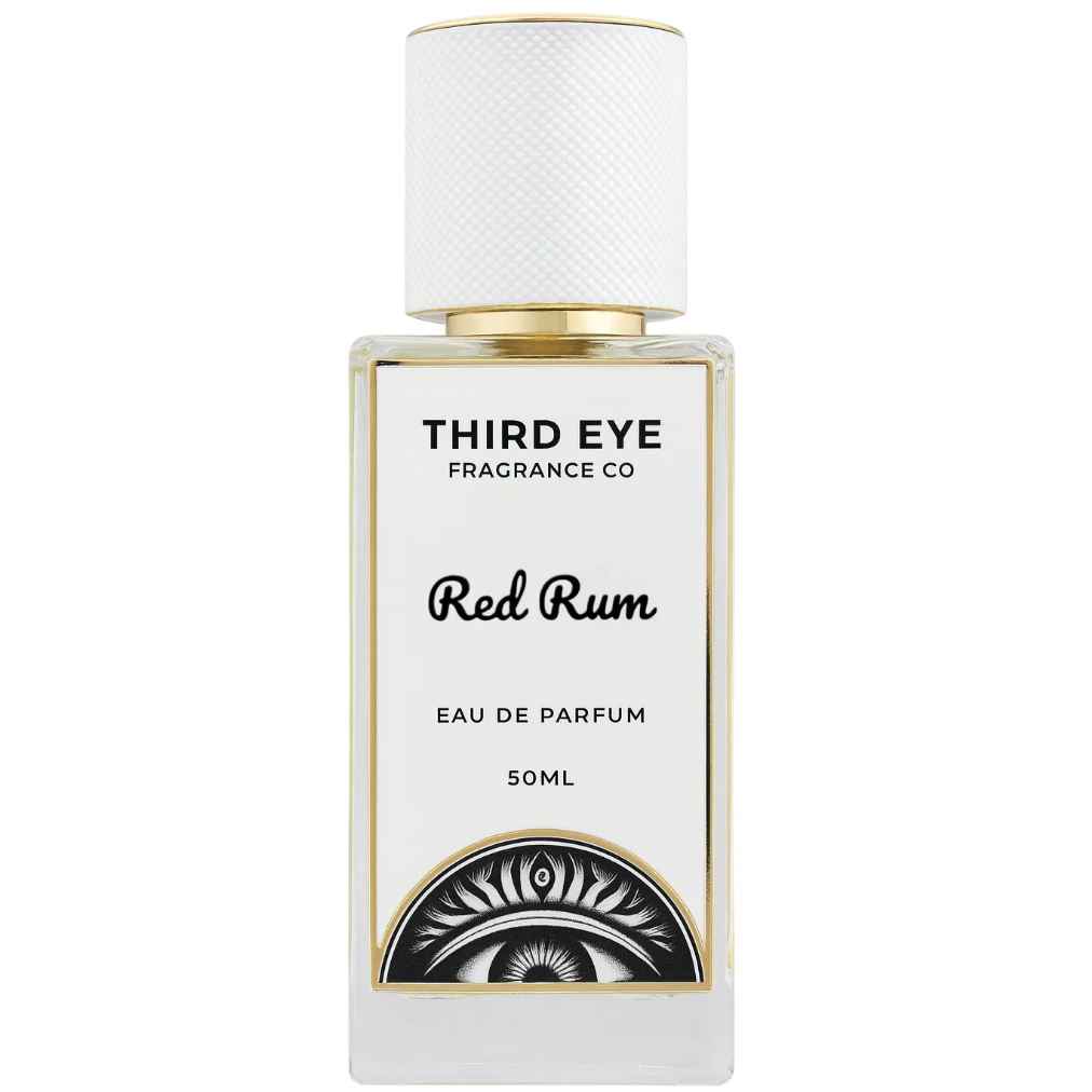 Perfume bottle labeled 'Red Rum' by Third Eye Fragrance Co on a white background