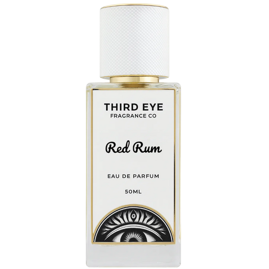 Perfume bottle labeled 'Red Rum' by Third Eye Fragrance Co on a white background