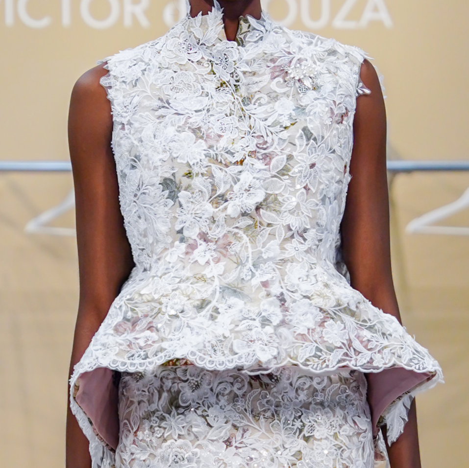 peplum hand embroidery lace structured vest