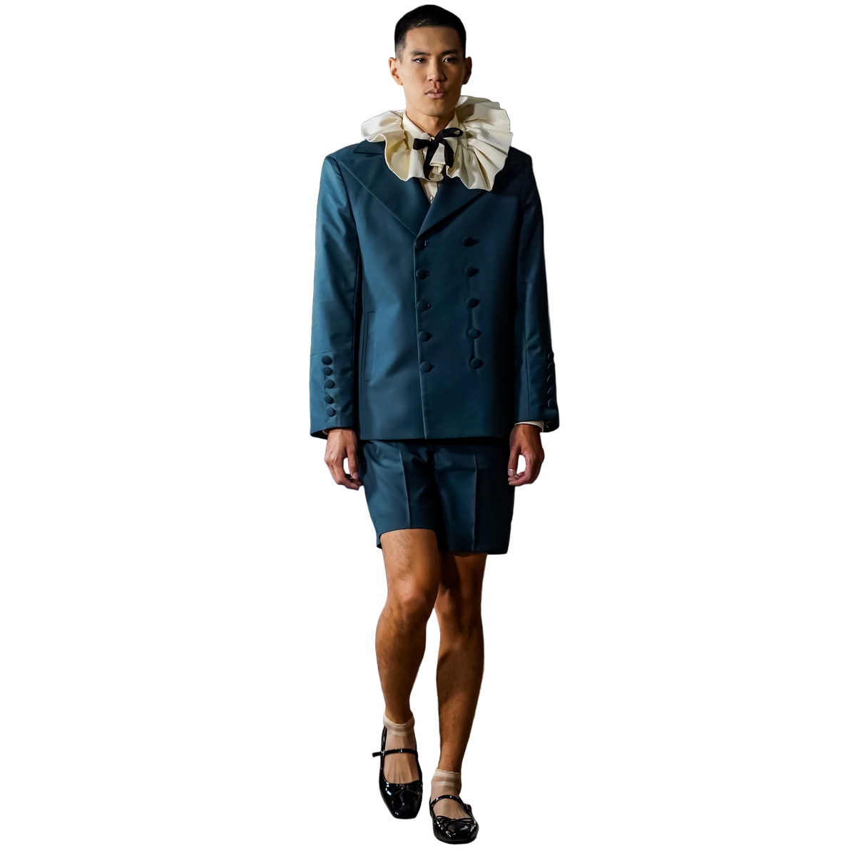petrol teal tailored shorts