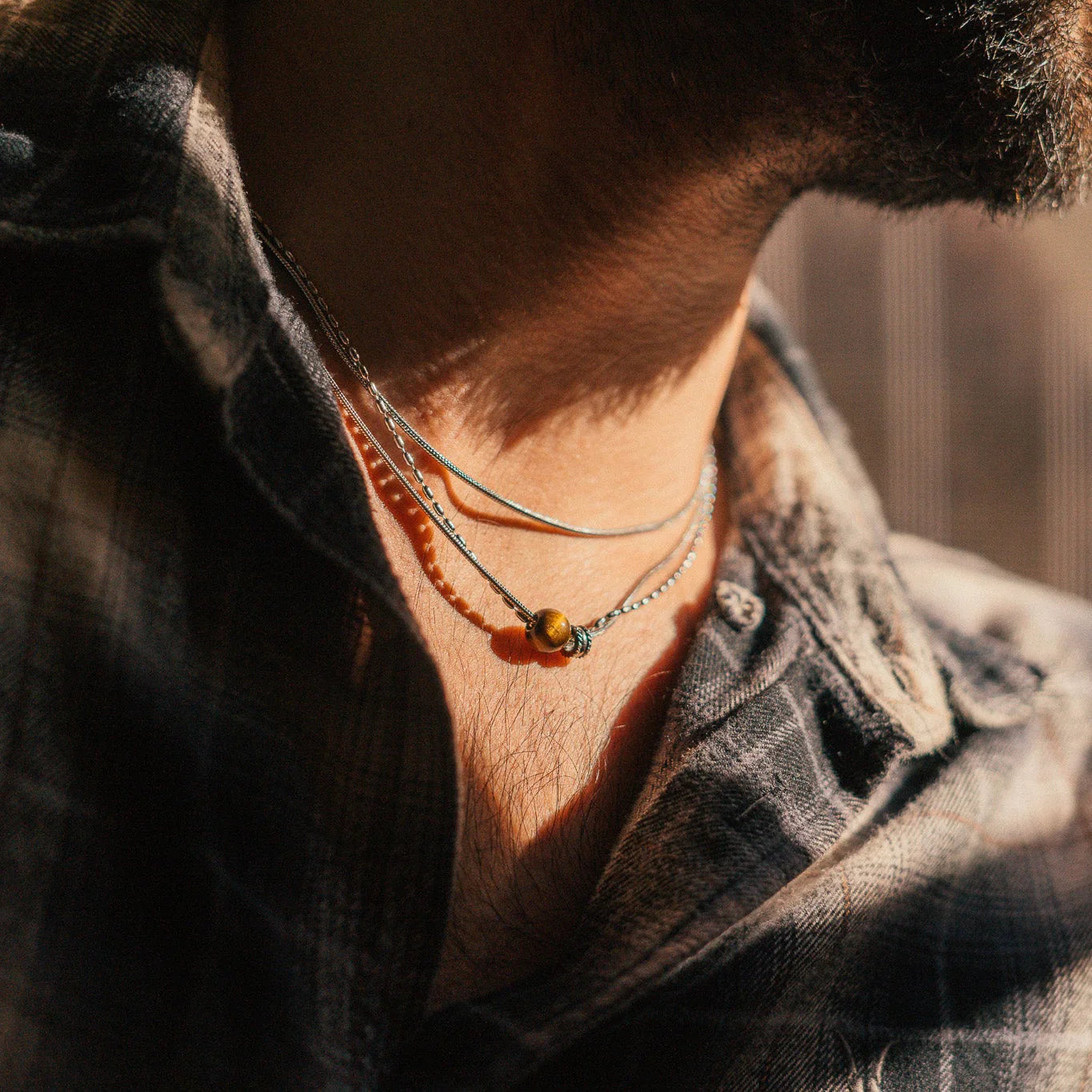 tiger eye necklace - silver