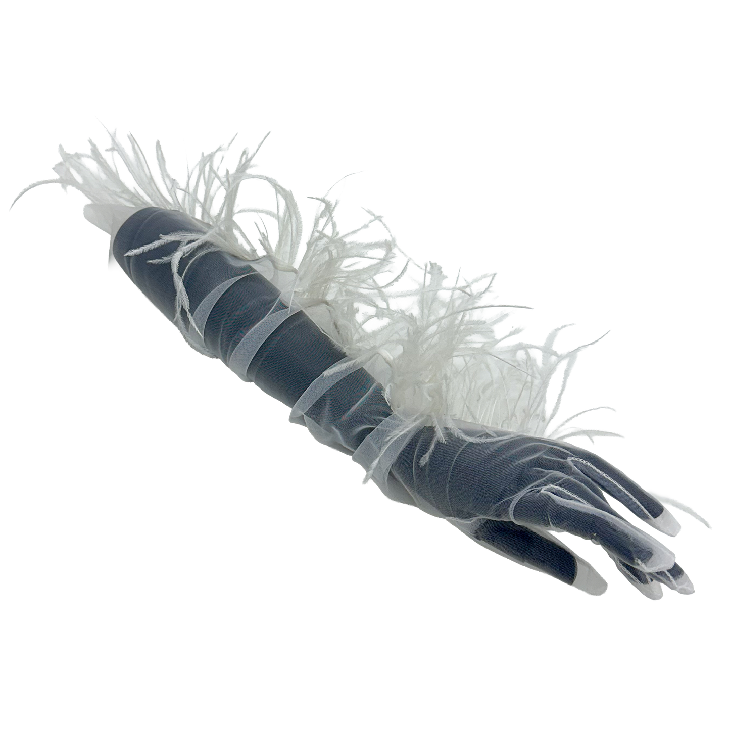 sheer ostrich glove - white