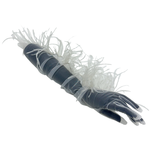 sheer ostrich glove - white