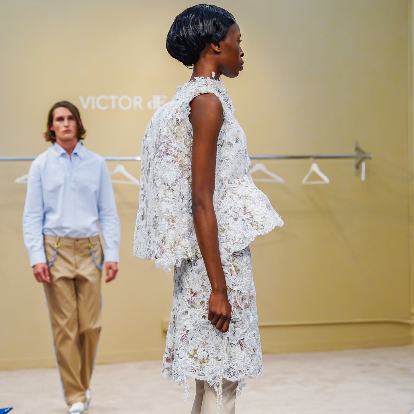 peplum hand embroidery lace structured vest