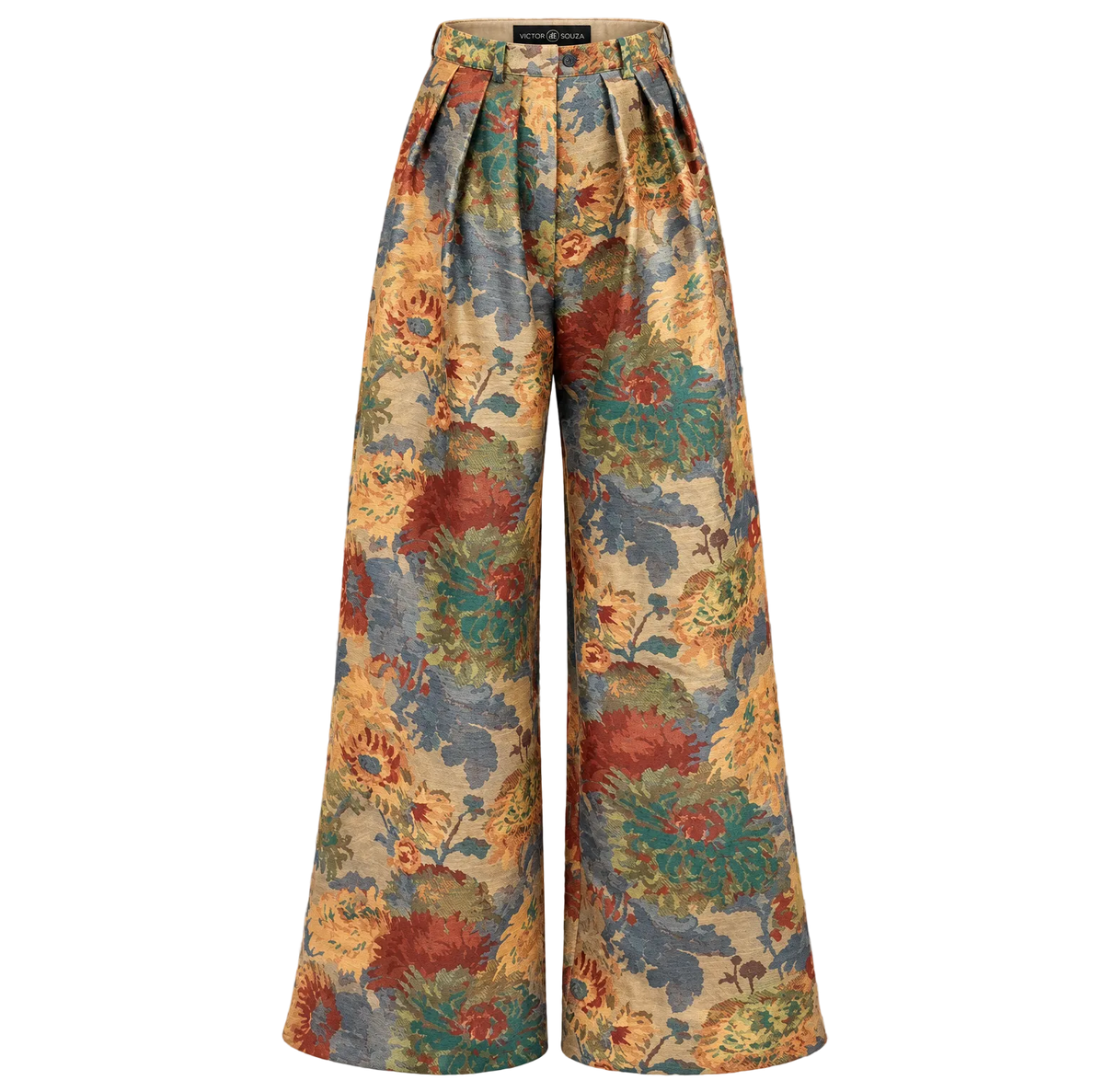 brocado pleaded oversize pants