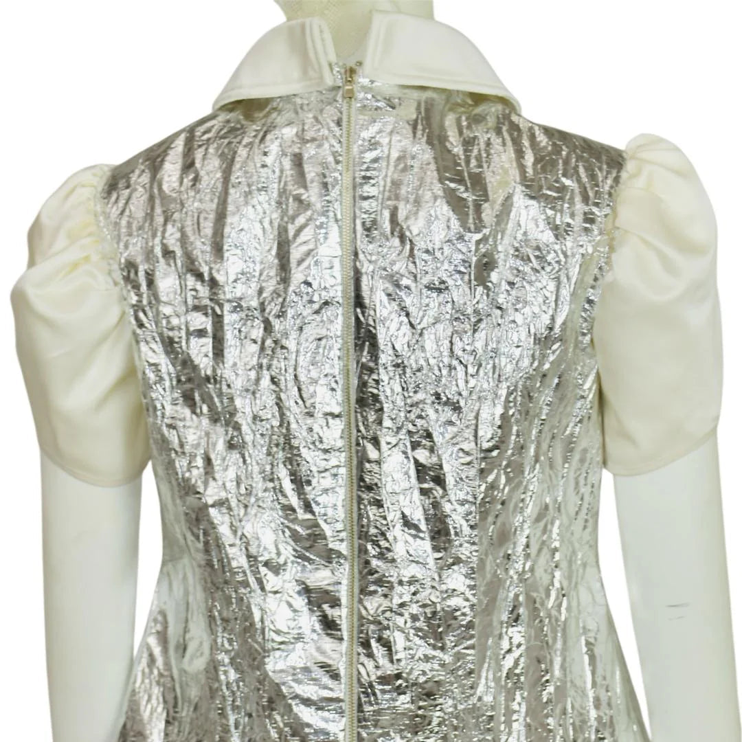 puff sleeve silvery top